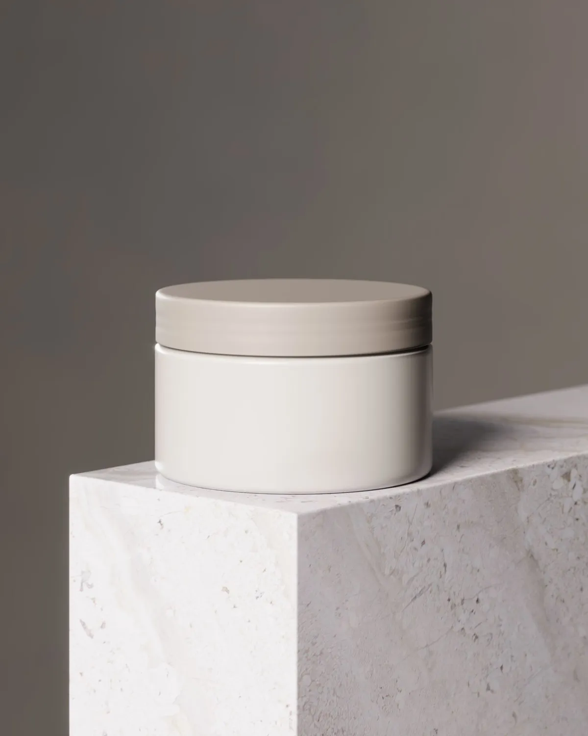 wide round cosmetic jar with flat lid